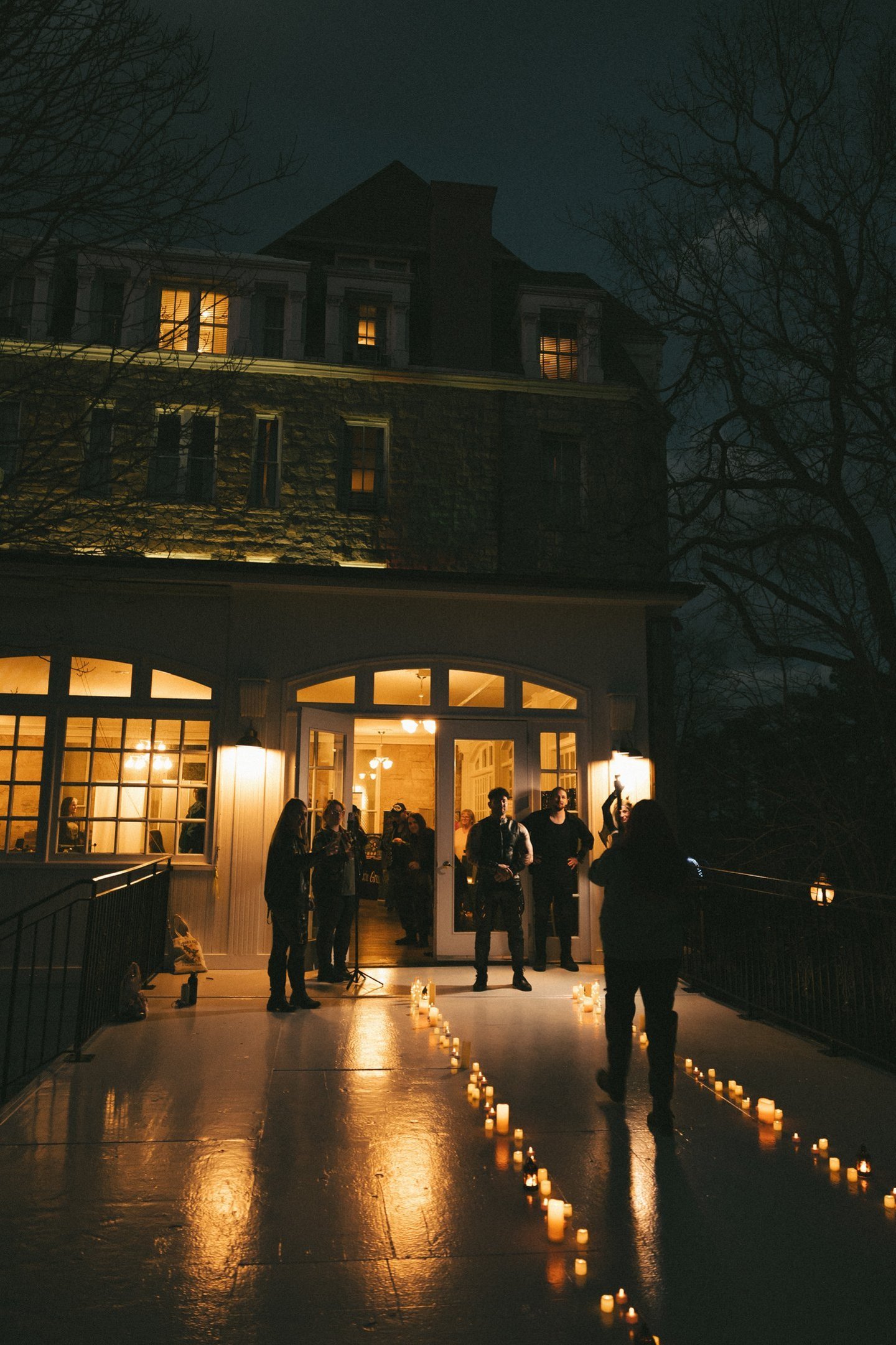 Candlelit venue entrance at Dragon Riders Weekend and Gala