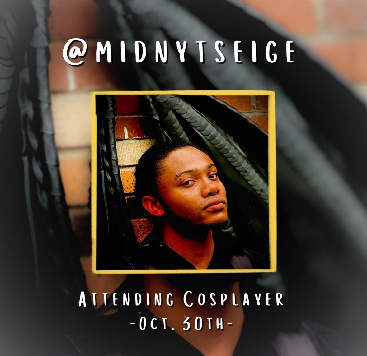 Promotional graphic for @midnytseige, attending Under the Mountain as the wingspan